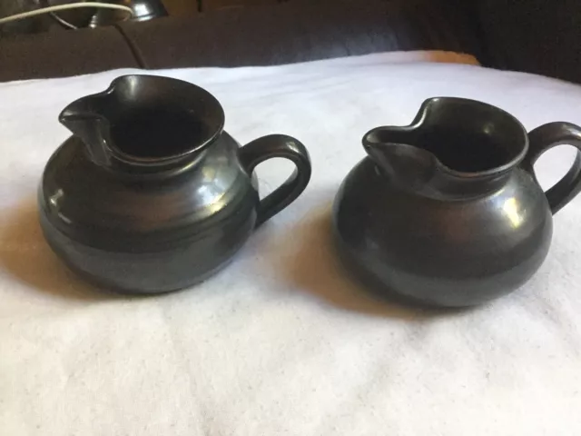 Prinknash Abbey Pottery Two Small Jugs Gun Metal / Pewter Luster