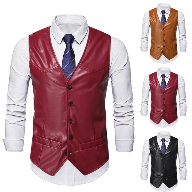 Fantastici gilet senza maniche Motorcycle Club Biker in pelle taglio da uomo