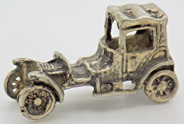 Vintage IN Argento Massiccio Italiano Fatto Vecchio Auto Miniatura Testato
