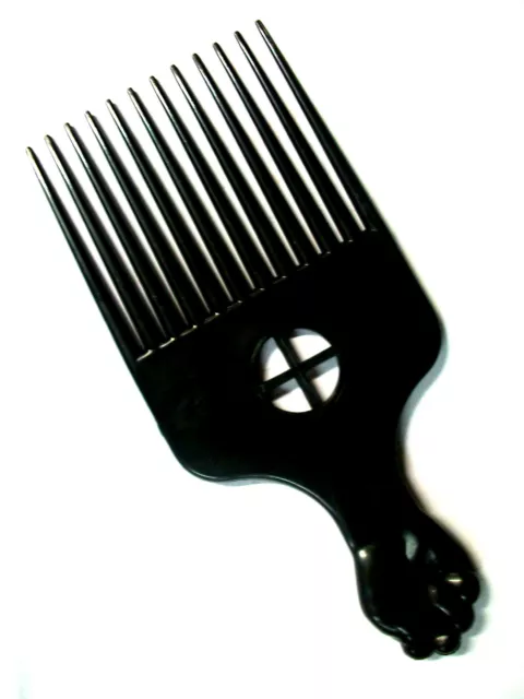 PEIGNE AFRO ou POUR CHEVEUX FRISES CREPUS PERMANENTES NOIR 12 DENTS BROSSE