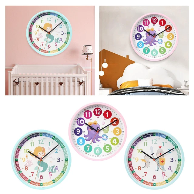 TEACHING LEARNING CLOCKS Learn Telling Time Kids Wall Clock for Nursery