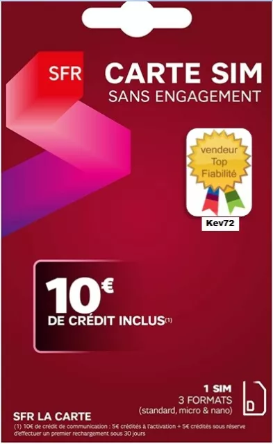 Cartes sim puce prépayée sfr 5e inclus immediatement