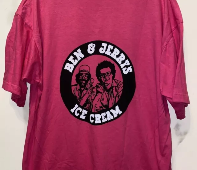 Vintage 90s Ben & Jerry's Ice Cream tee Pink XL jerusalem israel hebrew