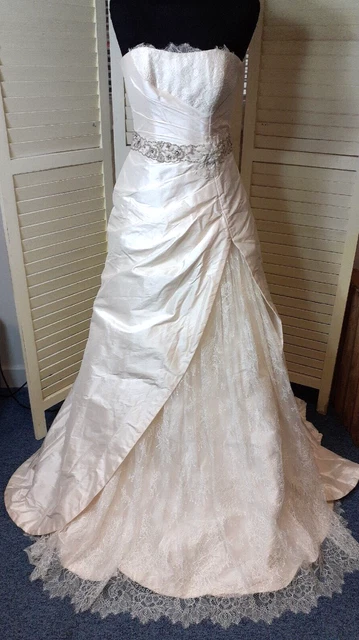 Abito da sposa TERRY FOX Wishes avorio senza spalline con perline e pizzo taglia 12