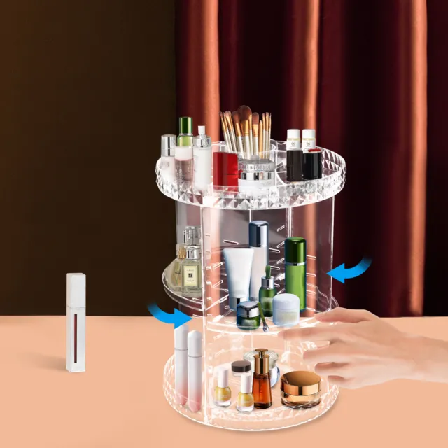 Soporte giratorio cosmético de rotación silenciosa 360° marco redondo caja de almacenamiento de maquillaje