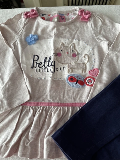 Girls Cat Outfit Set Age 2-3 Years T-shirt Top Leggings TU