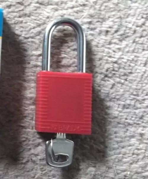 One Used Brady Red Safety Nylon Padlock 99552