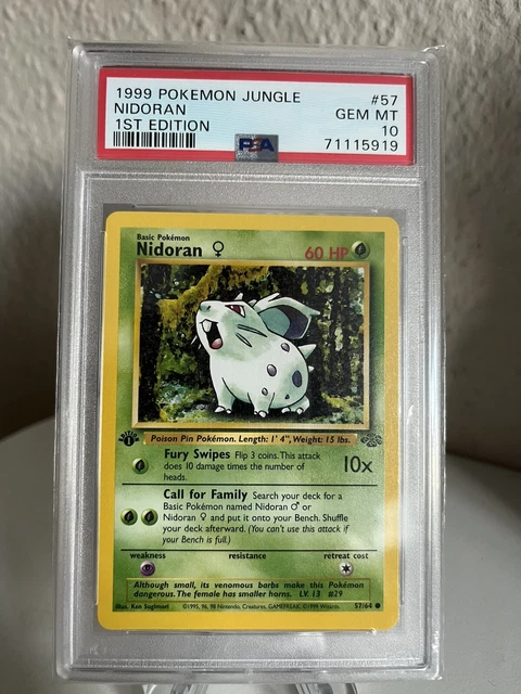 Pokemon Jungle *1999 Nidoran 1st Edition MINT * PSA 10, #57, Englisch