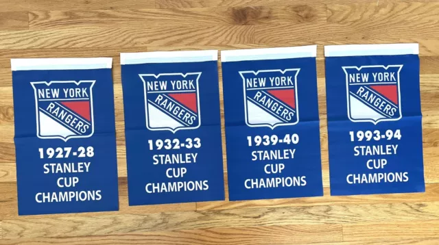 New York Rangers NHL Stanley Cup Champions 4 Banners/Flags 18.5" x 11.5"