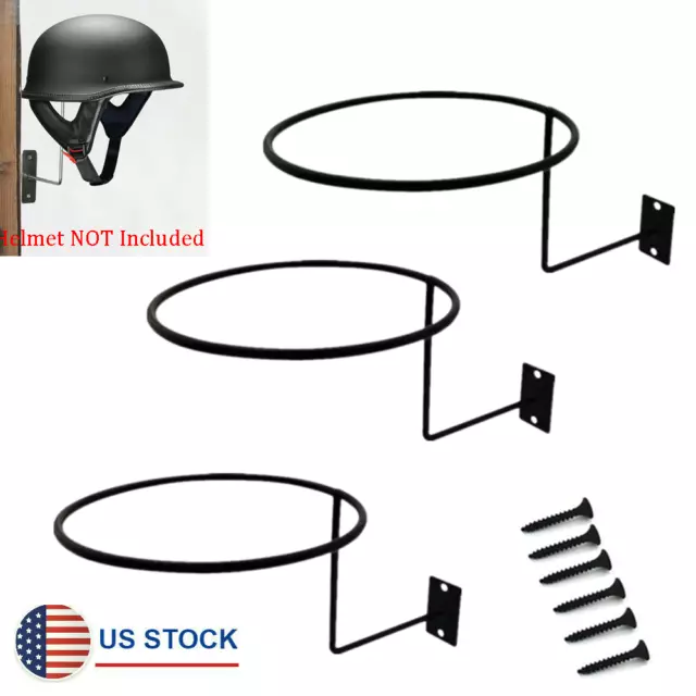 3pcs Motorcycle Helmet Holder Hook Jacket Display Rack Wall Mount Hanger Bracket