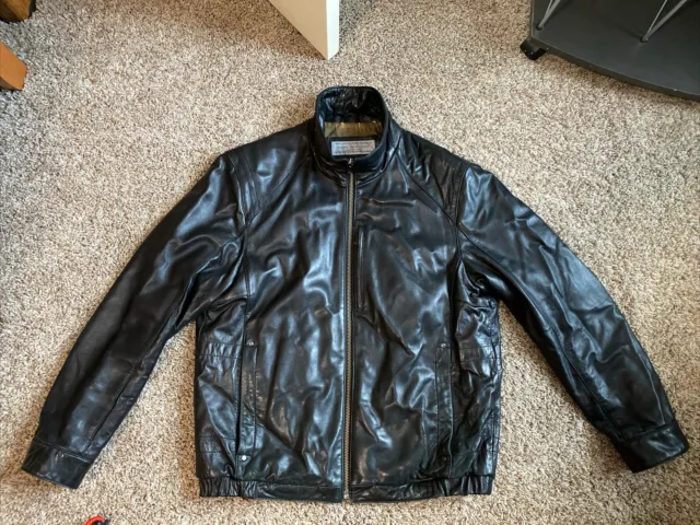 Marc New York Andrew Marc Leather Jacket Mens Large Black