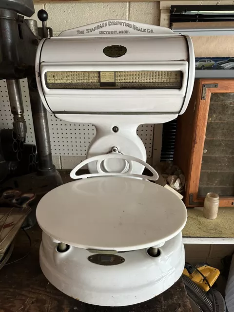 Antique Butchers Scale White Porcelain Standard Computing Co. Detroit.