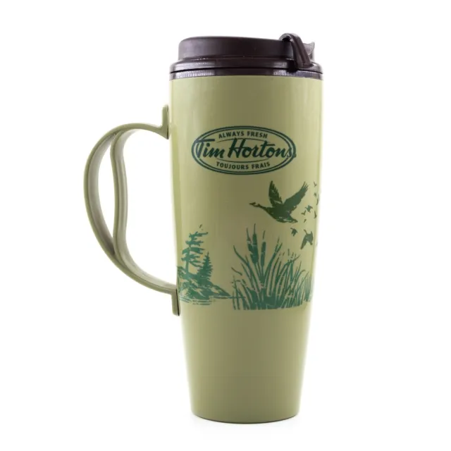 Tim Horton's 16 Oz Travel Mug Thermo-Serv Insulated Green Series Geese Coffee