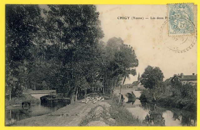 CPA France Burgundy 89 - CHIGY in 1907 (Yonne) Les DEUX BRIDGES