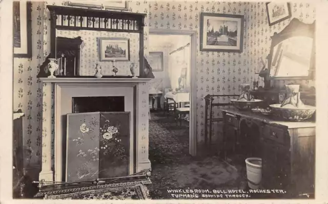 Rochester England Bull Hotel Winkles Room Real Photo Postcard AA74544