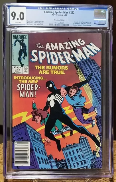 AMAZING SPIDER-MAN 252 - CGC 9.0 - 1st AP BLACK COSTUME - MARVEL NEWSSTAND EDT