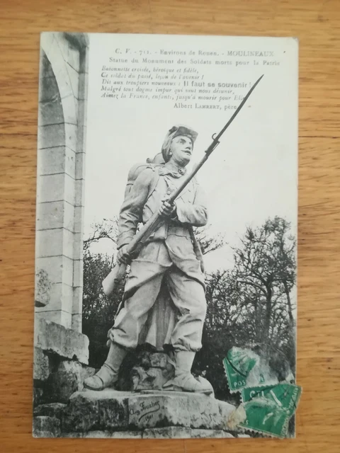 Antique CPA - surroundings of Rouen - Moulineaux - Statue of the monument to the dead