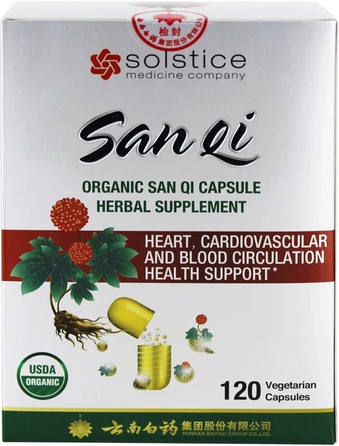 Orgánico San Qi Notoginseng de SOLSTICE MEDICINE COMPANY, 120 cápsula