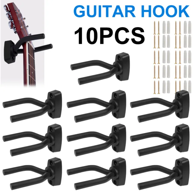 10 PCS Pack Guitar Hangers Hook Holder Wall Mount Display Instrument US