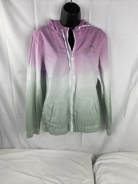 A-Lab Pink/ Gray Zip-up Windbreaker Hoodie Jacket - Juniors size L