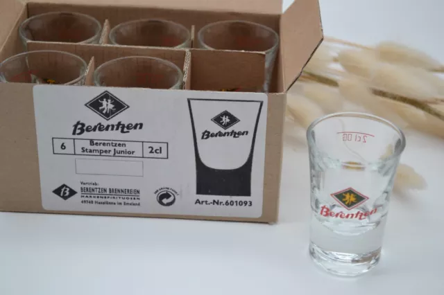 6 x Berentzen Schnaps Glas Stamper 2cl Shot Schnaps Gläser OVP