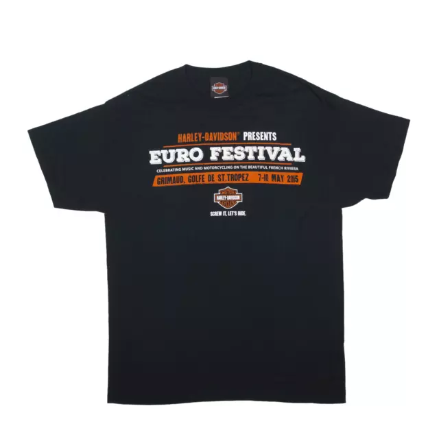 Harley Davidson Euro Festival 2015 Biker T-Shirt schwarz kurzärmelig Herren L