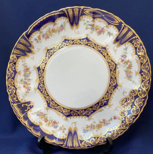 Crown Staffordshire Cabinet Plate A807 24cm  Cobalt Blue, Gold & Floral 1906-30