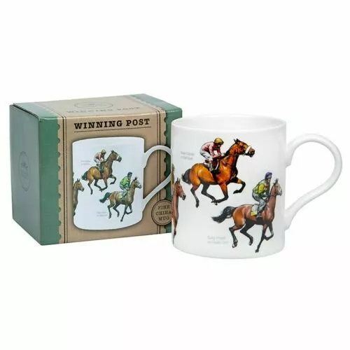 Horse Racing Winning Post Jockey Fine China Mug Racehorse Coffee Cup Gift Boxed