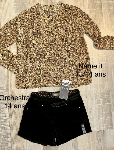 Name It Orchestra 13 / 14 ANS FILLE : Chemisier Fleuri + Short Velours TBE