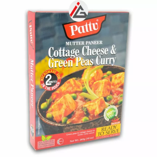 Pattu - Mutter Paneer (Cottage Cheese & Green Peas Curry) Ready To Serve -  6x28