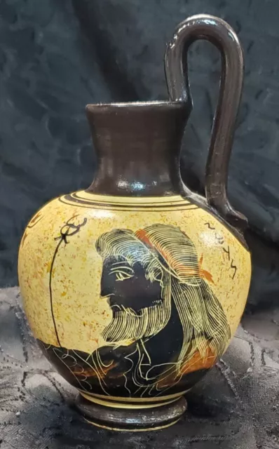 Ceramic Vase Pot Black-Figure Greek Pottery Painting Greek King God Zeus