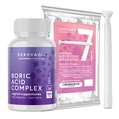 Serovagil complejo Vaginal supositorios para infección Aplicadores + (28-7ct)