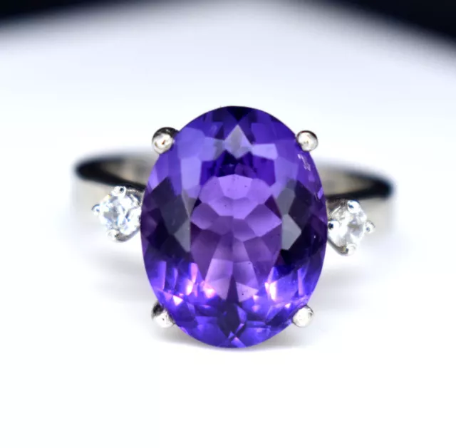 6.15 Gm Violet Amethyst 925 Sterling Silver Charm Wedding Ring For Classy Womens