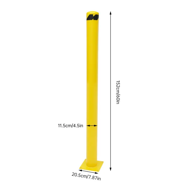 60in x 4.5in Safety Bollard Post Steel High Yellow Pipe Steel Barrier W/ 4 Bolt