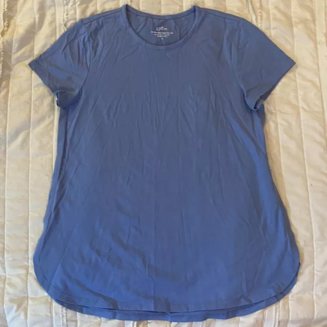 J Jill Fit Shirt Womens Small Dusty Blue Progress Shirttail Tee Short Sleeve