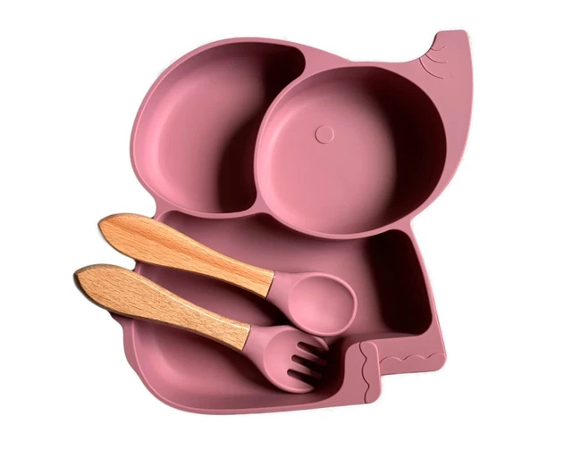 Saugplatten für Babys und Kleinkinder, Baby- und Kinderteller,Elefant Dunkelrosa