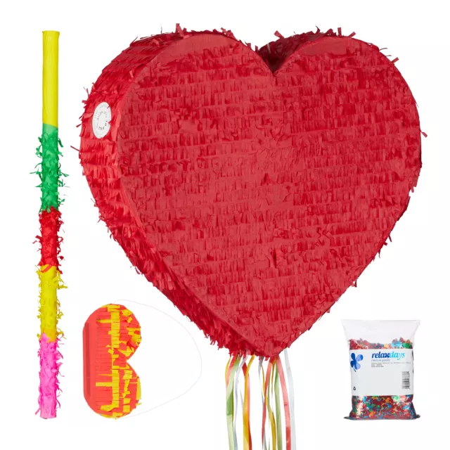 Set piñata de corazón rojo Decoración boda Kit piñata fiesta San Valentín