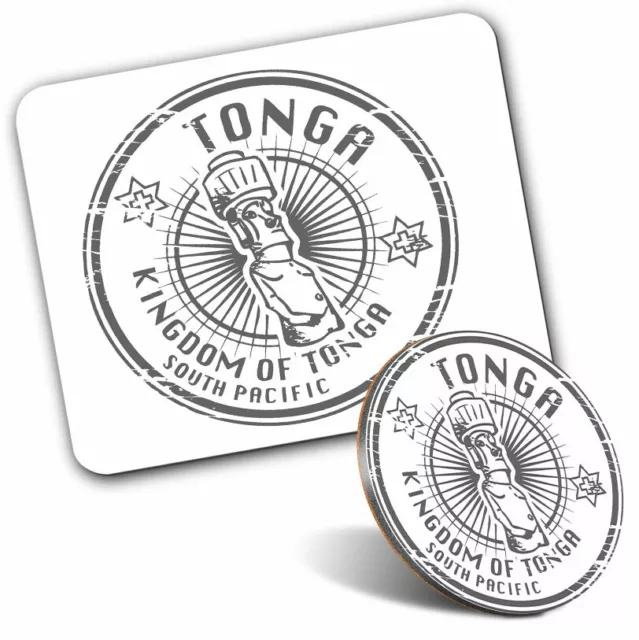 Mouse Mat & Coaster Set - BW - Kingdom of Tonga Polynesia  #39827