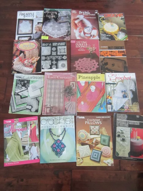 16 x Crochet & Tatting Pattern Books Doilies,table cloths, bridal,motifs, edging