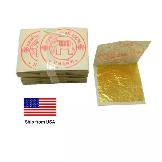 24K Gold Leaf 99.99% 100 Sheets Pure Gold Face Mask Food Gilding 3.8 x 3.8  cm