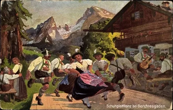 Ak Berchtesgaden in Oberbayern, Schuhplattltanz - 4170024