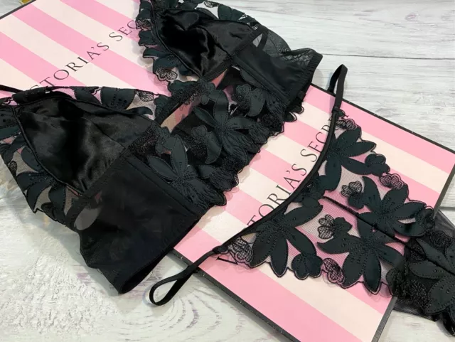 VICTORIA'S SECRET LUXE Lingerie Floral Embroidered Long Line Bra