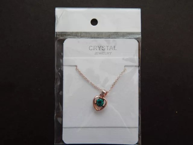 Womens 9K Rose Gold Filled AAA CZ  green Necklace & Pendant