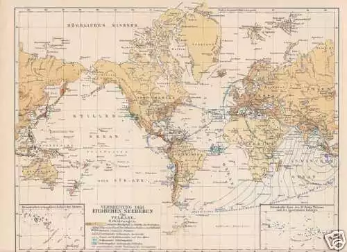 Erdbeben Seebeben Seismologie Vulkane KARTE von 1905