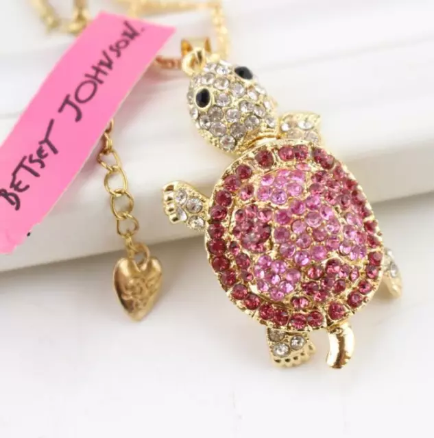 Betsey Johnson Pendant Jewelry Rhinestone Lovely Turtle golden Fashion Necklace