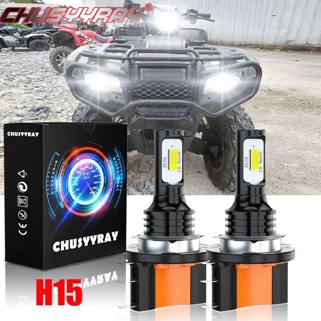 H15 LED Headlight Bulb For TRX420 TRX500 2014-2018 34901-HR3-A21 2PC 6000K WHITE