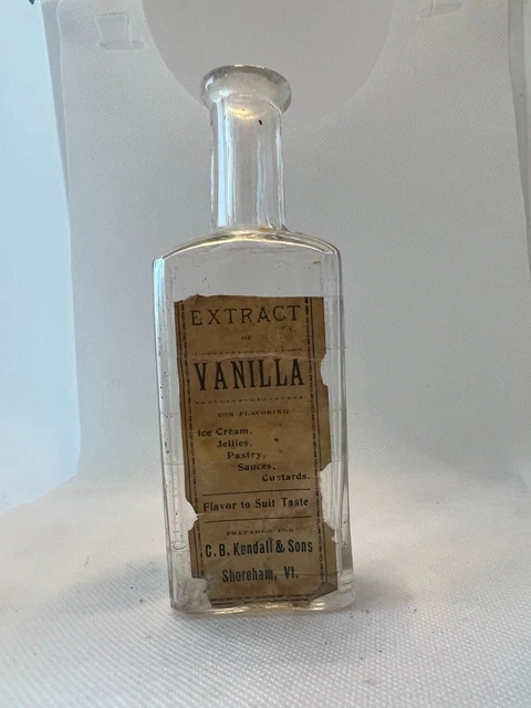 Antique Vanilla Bottle - 1906!!!! C.B. Kendall & Sons