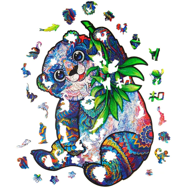 UNIDRAGON Wooden Puzzle Jigsaw, Best Gift for Adults and Kids, Serious Panda, M 2
