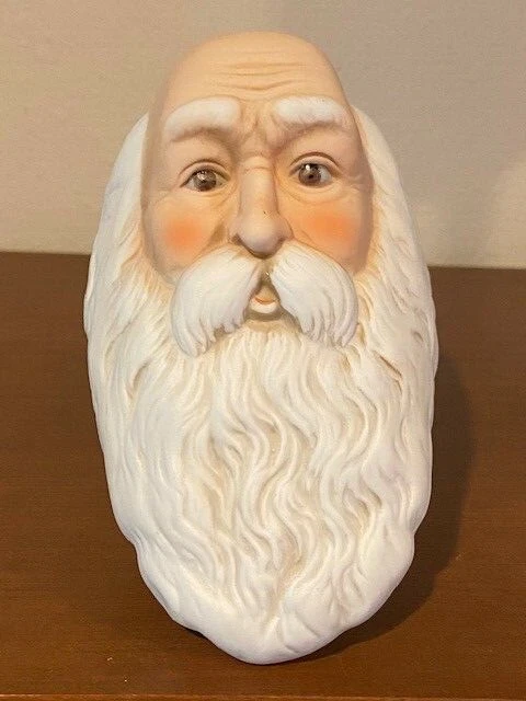 VTG Hand Painted Porcelain Bisque Old World Santa Doll Head EUC