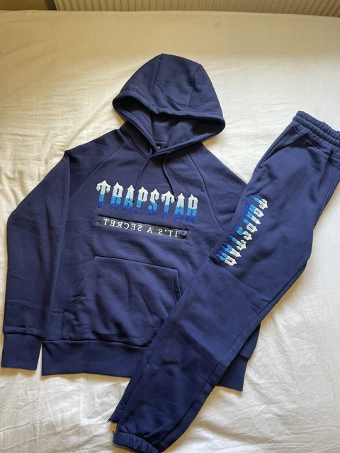 TRAPSTAR CHENILLE DECODED 2.0 Hoodie Tracksuit Navy Blue - Size Small  £120.00 - PicClick UK